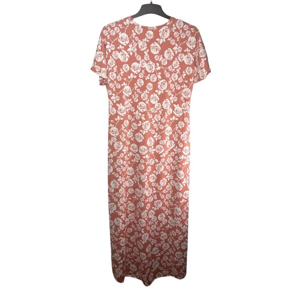 LuLaRoe Maria Floral Maxi Dress Pink & White Short Sleeve Large - Picture 8 of 15
